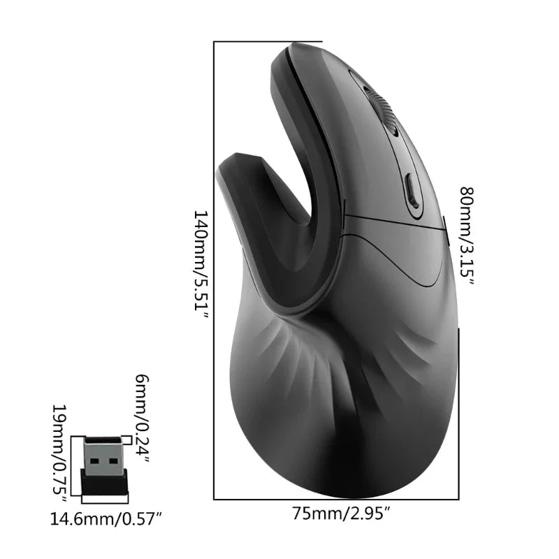2.4GHz Wireless Ergonomic Mouse for Laptop PC Macbook Desktop Cellphone 2.4G Vertical Optical Silent Wired Adjustable DPI Mice